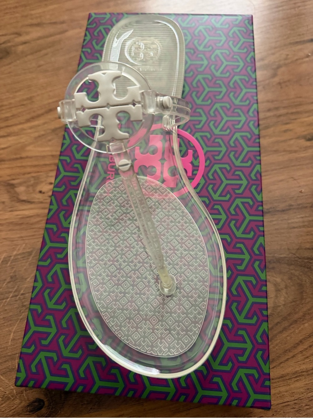 Tory Burch Clear Logo Jelly Thong Sandals